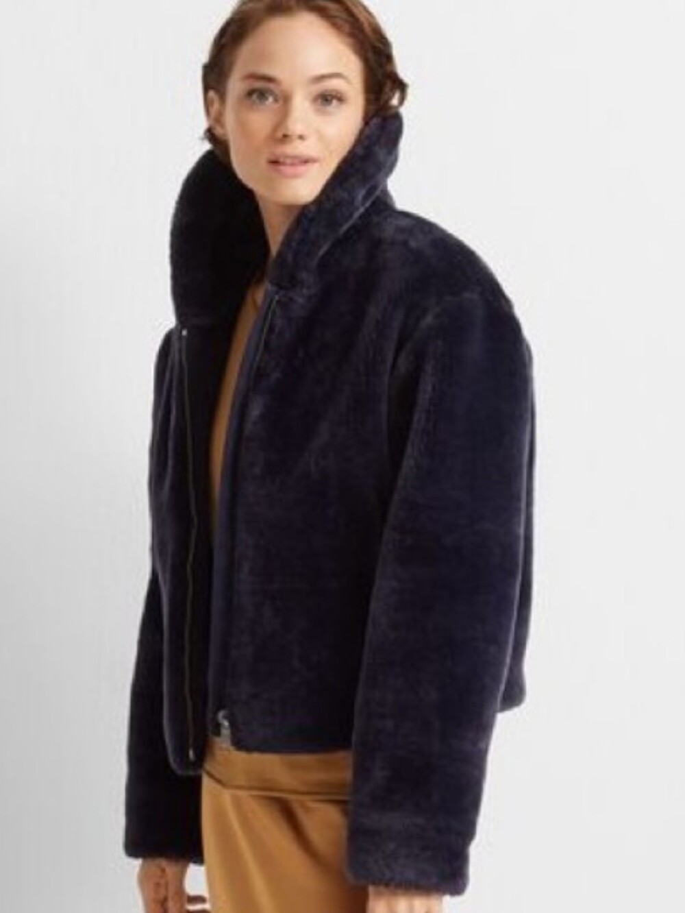 Club Monaco Plush Faux Fur Jacket - Dark Navy